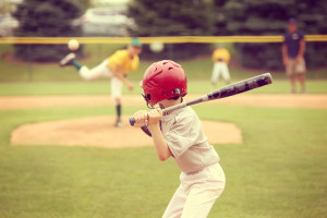 Young boy playing baseball