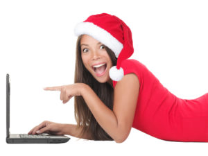 woman doing Christmas shopping online